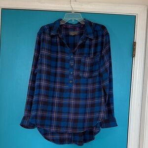 Anthropologie Blue and Purple Plaid Shirt